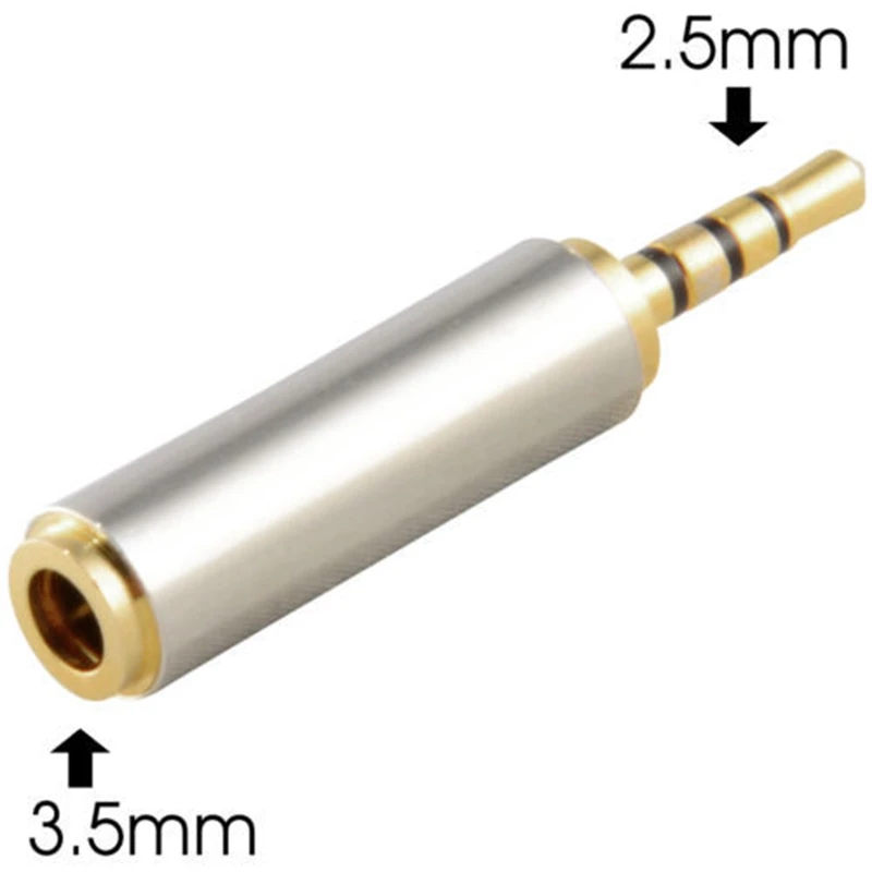 

High Quality 1pc Gold 2.5 mm Male to 3.5 mm Female audio Stereo Adapter Plug Converter Headphone jack