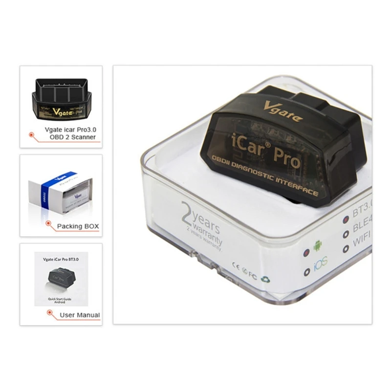 Vgate iCar2 Pro OBD2 Инструменты для тестирования автомобиля скрытый сканер адаптер