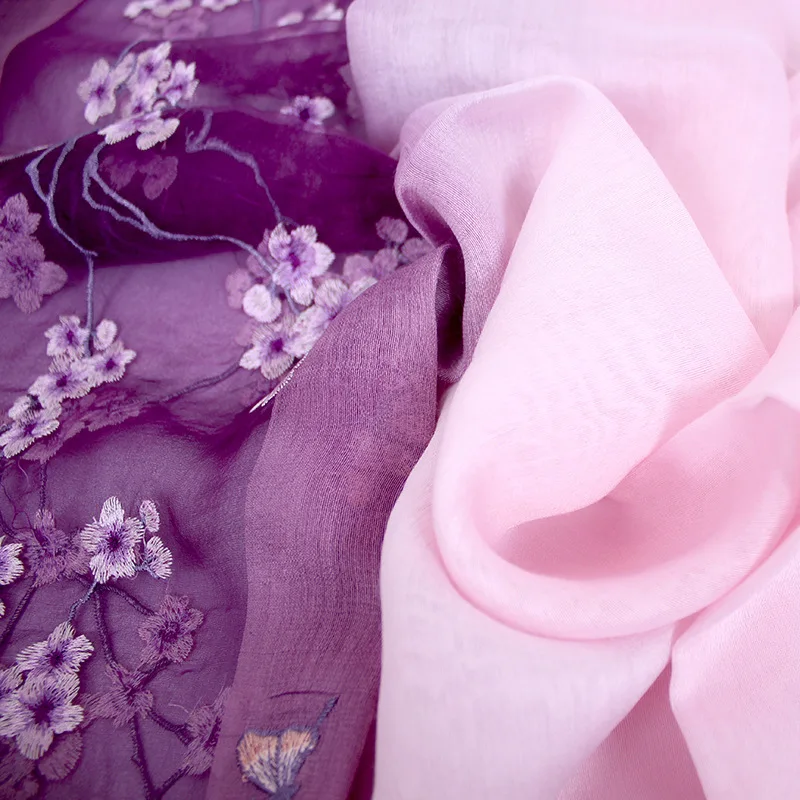 

Embroidered Shawl New Silk Scarf Women Autumn and Winter Pashimina Soft Scarves Gauze Wool All-match Tippet Luxury Headscarf