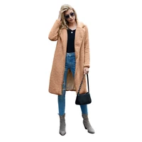 winter women warm coat wool blends long sleeve outerwear plush cardigans overcoats femme coats fashion streetwear