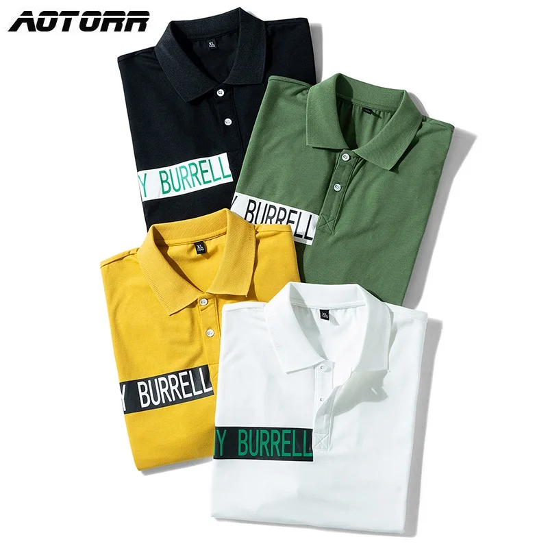 Мужская хлопковая рубашка поло с коротким рукавом черная или белая деловая