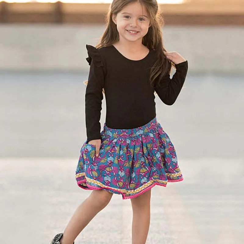 

Футболка с круглым вырезом и длинным рукавом для девочек