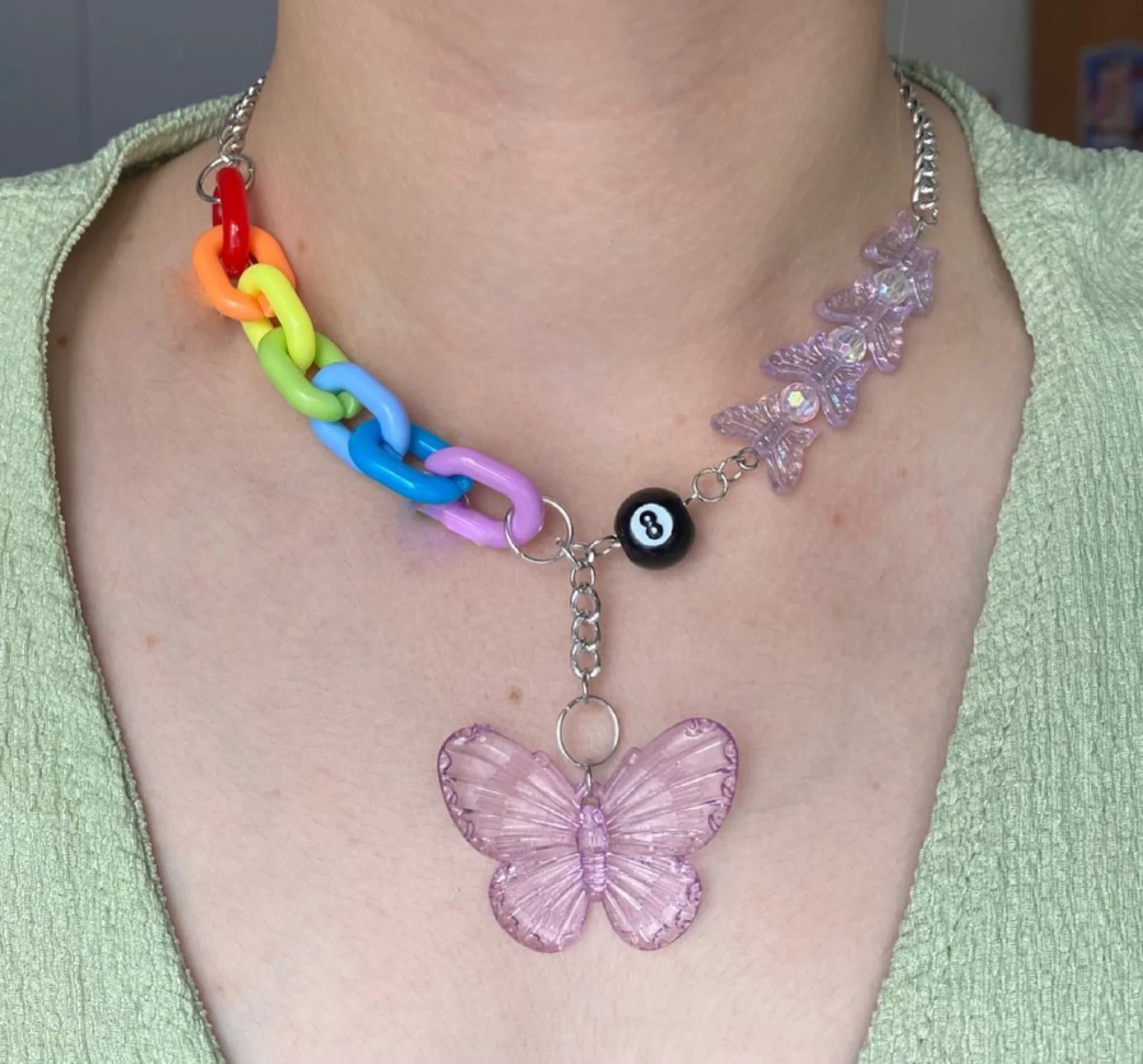 

Harajuku Resin Purple Butterfly Pendant Necklaces for Women Girlfriend Fashion Vintage Jewelry Handcuffs Animal Chain Choker y2k