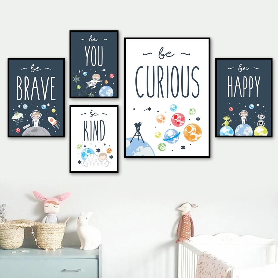 

Room Decor Astronaut Planet Rocket Quotes Nursery Wall Art Canvas Painting Nordic Posters And Prints Wall Pictures Girl Boy Kids