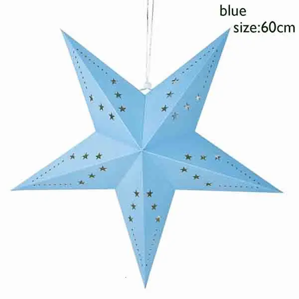 60cm blue Бумажный фонарь со звездами, 3D подвесной фонарь со звездами для свадебного декора, украшение для детского дня рождения, Рождественский Бумажный Фонарь - Цвет: 60cm blue