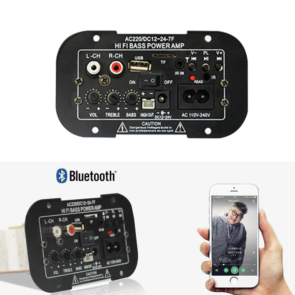 Плата усилителя аудио bluetooth Amplificador USB ЦАП FM радио TF плеер сабвуфер DIY 12/24V для