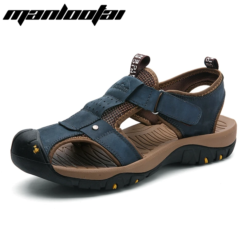 

2021 Genuine Leather Men Shoes Summer Outdoor Large Size Men's Sandals Men Sandals Fashion Sandals Slippers Big Size 38-46