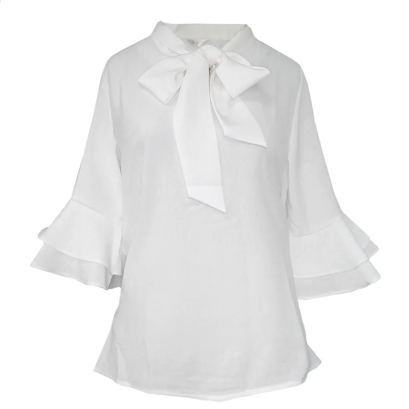 Блузки женские шифоновые блузки топы с рукавом в форме лепестка размера плюс