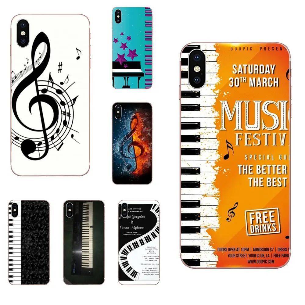 Черный Белый цвет Музыкальные клавиши пианино Примечания телефон оболочки чехлы