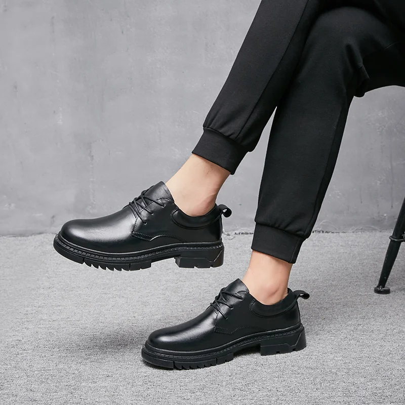 

Men genuine Leather Shoes Black Vintage Shoes Men lace up cow Leather Shoes For Men oxfords high Quality Mens Work Shoes