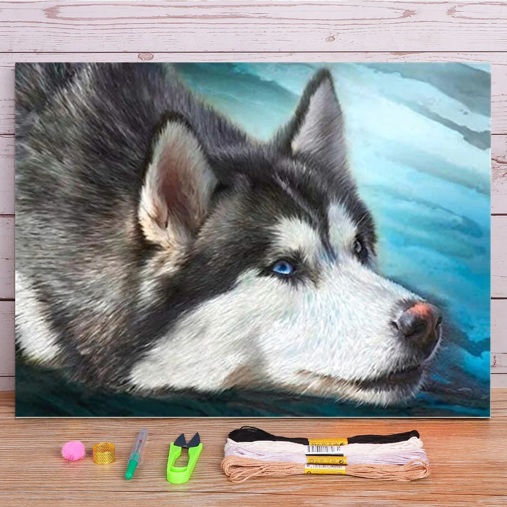 

Набор для вышивки крестиком 11 карат с изображением собаки хаски