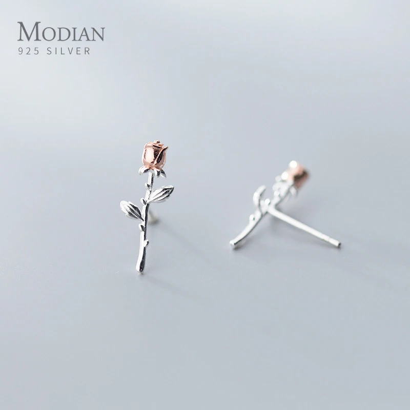 Modian с романтичной розой австралийская серьги-гвоздики в форме цветка 925