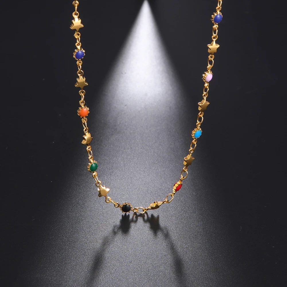 Ожерелье чокер женское из нержавеющей стали с разноцветными эмалированными