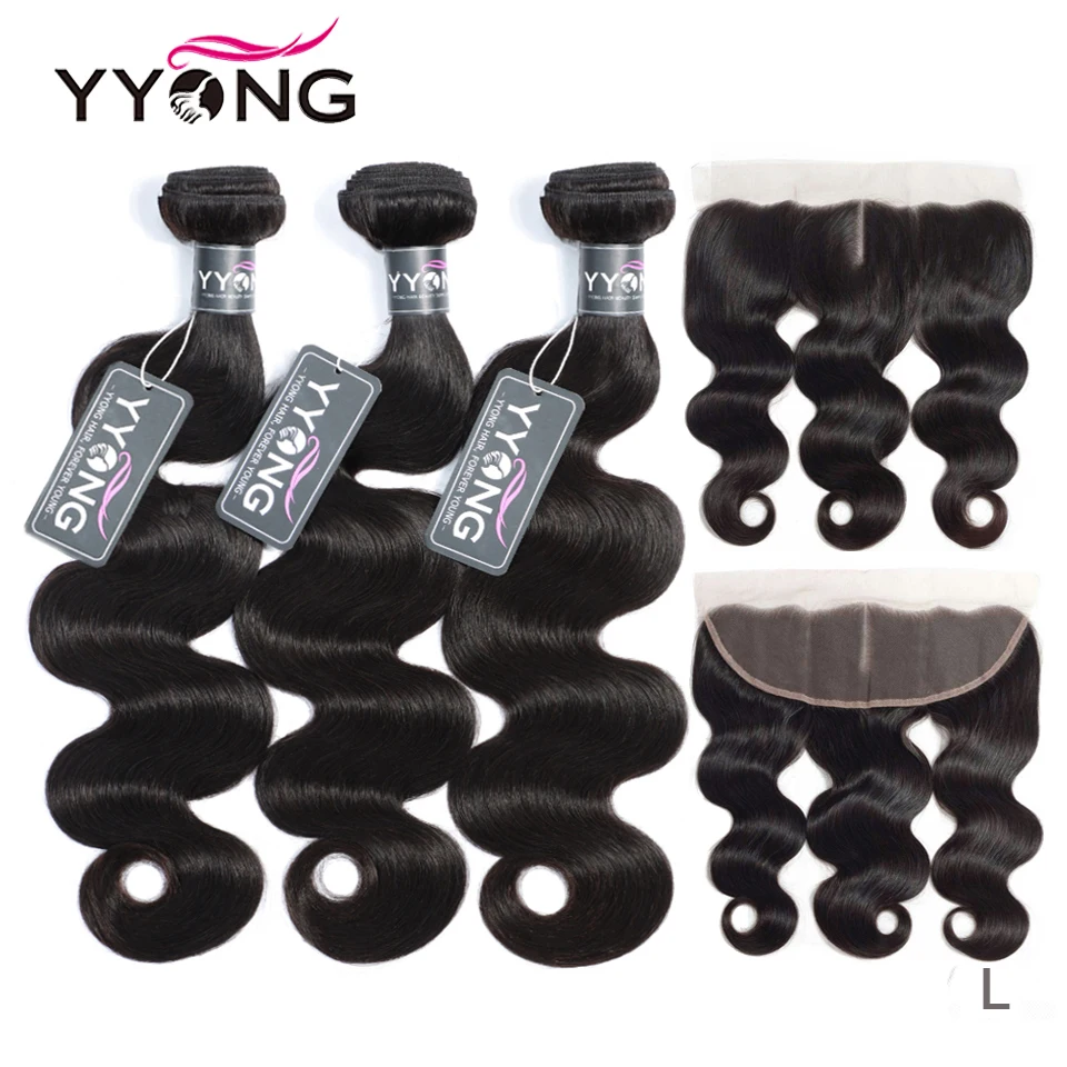 

Yyong Malaysian Body Wave 3 Or 4 Bundles With Frontal Human Hair Weave Bundle 13x4 Ear To Ear Lace Frontal With Bundles Remy