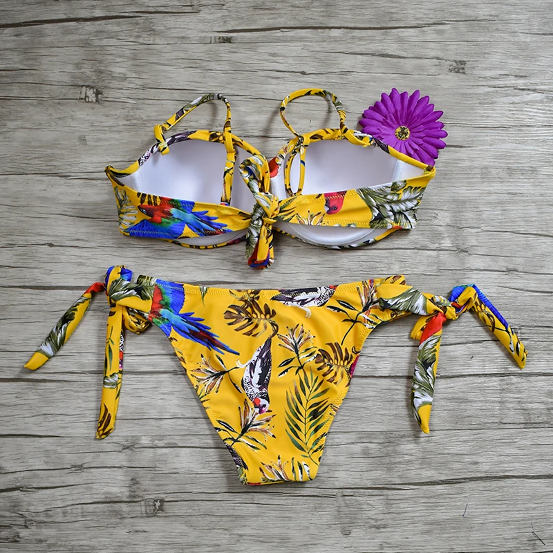 

Floral Print Bikini Swimsuit Women Push Up Bikini Set Bandeau Swimwear Bathing Suit Brazilian Biquini Female Swim Wear