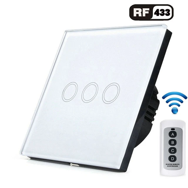 White 3 open ЕС/Великобритания Стандартный 1/2/3 RF433 дистанционного Управление настенный выключатель, Беспроводной умный светильник переключатели, Стекло Панель сенсорный выключатель AC 110 V-220 V - Цвет: White 3 open