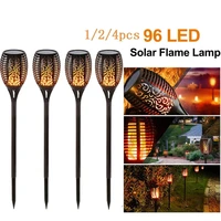 96 led solar flame lamp flickering outdoor ip65 waterproof 124pcs landscape yard garden light path lighting torch light