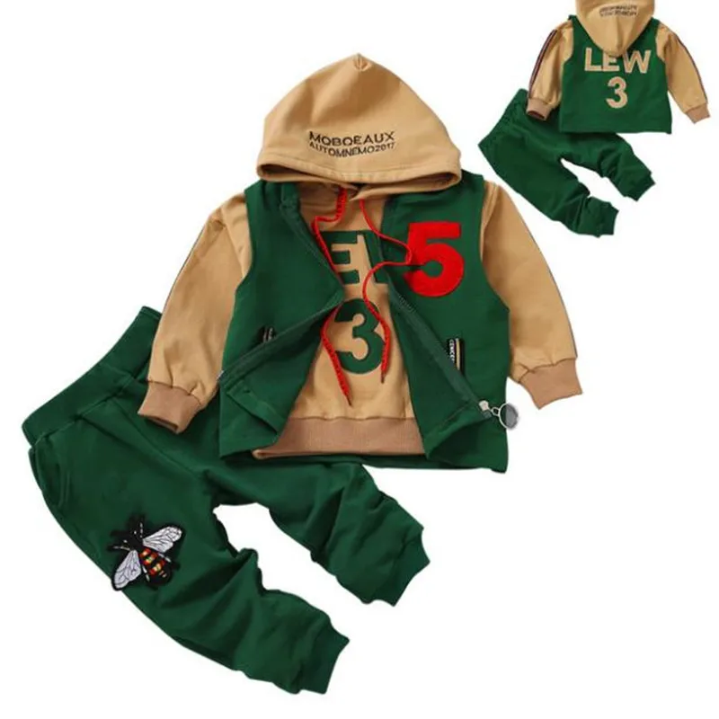 

Children's Suit Autumn New Kids'Suit Korean Version Boys' Alphabetic Embroidery Three-piece Suit for Children aged 0-8 boys set