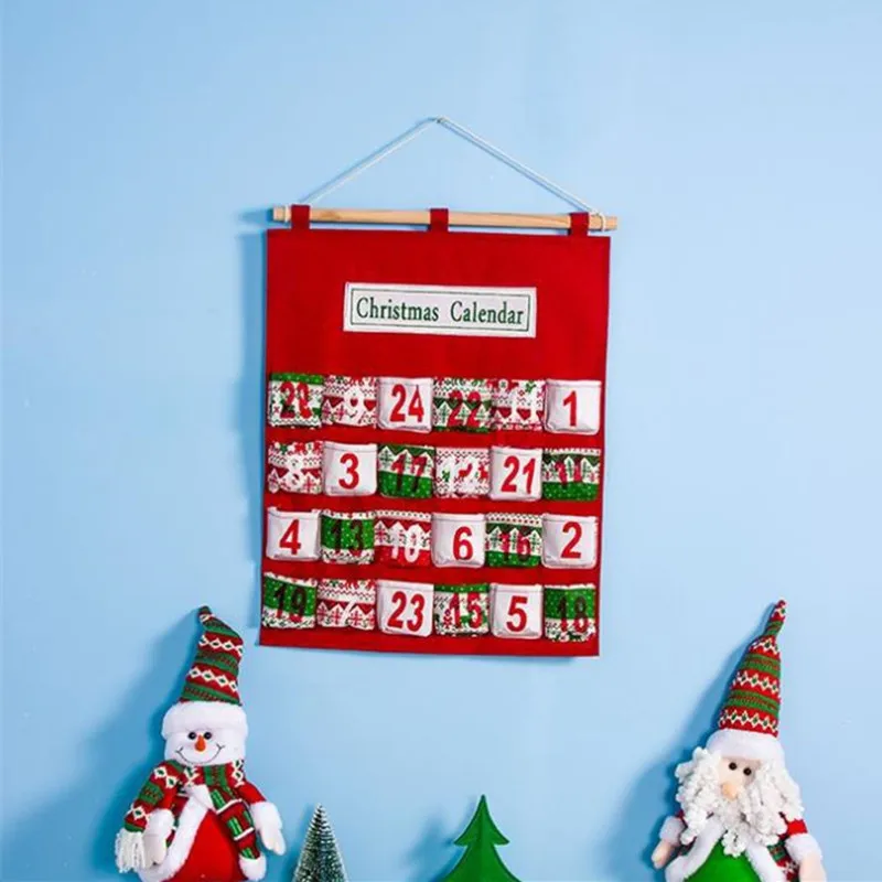 Christmas Wooden Cloth Calendar Tree Decorations for Home with Pockets New Year 2020 Navidad Noel Party Decor | Дом и сад