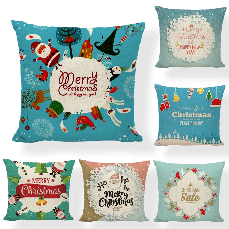 

Snowman Penguin Flax Christmas Pillow Cover Clau Snowman Living Room Sofa Bedroom Car Home Decoration Cushion Cover