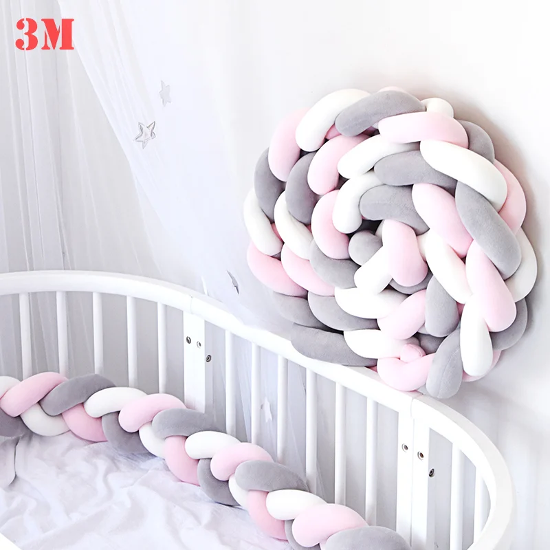 3M 12L 1 шт., 2 м/3 м, для новорожденных, детская кроватка, бампер, кровать, бампер, узел, декор для детской комнаты, для новорожденных, кровать, бампер, длинная плетеная Подушка, узел, кроватка - Цвет: 3M 12L
