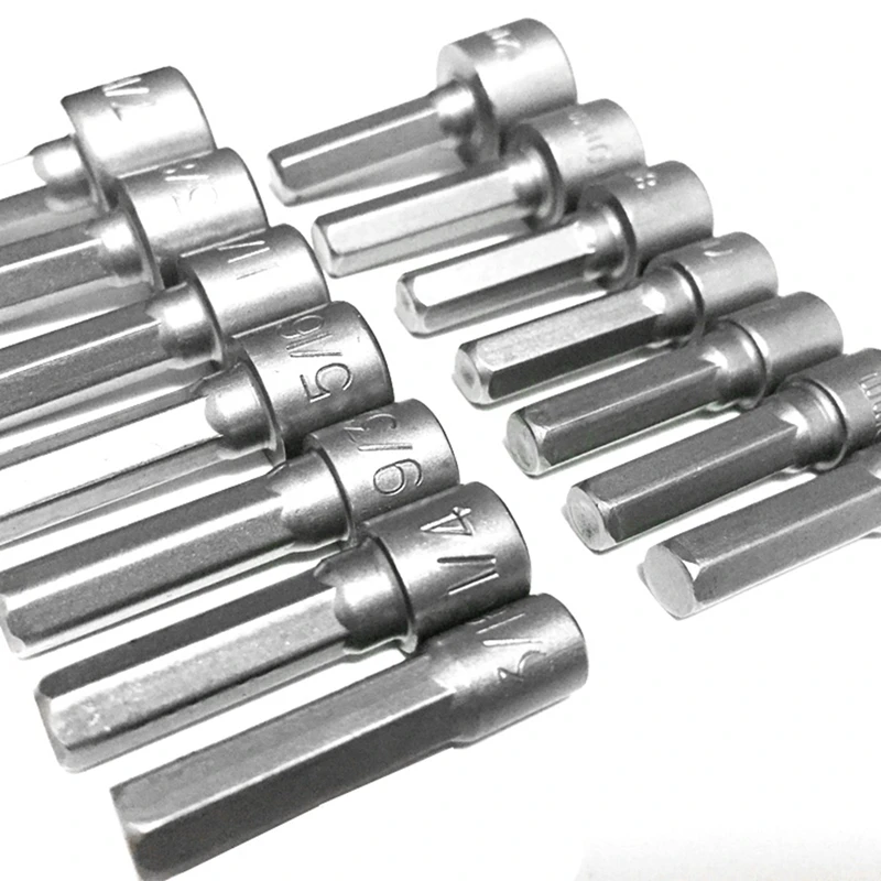 

14 Pcs Power Nut Driver Bit Set 1/4 Inch Driver Hex & 3 Pcs Electric Screw Rod 801/802 Batch Head Socket Rod Adapter Rod