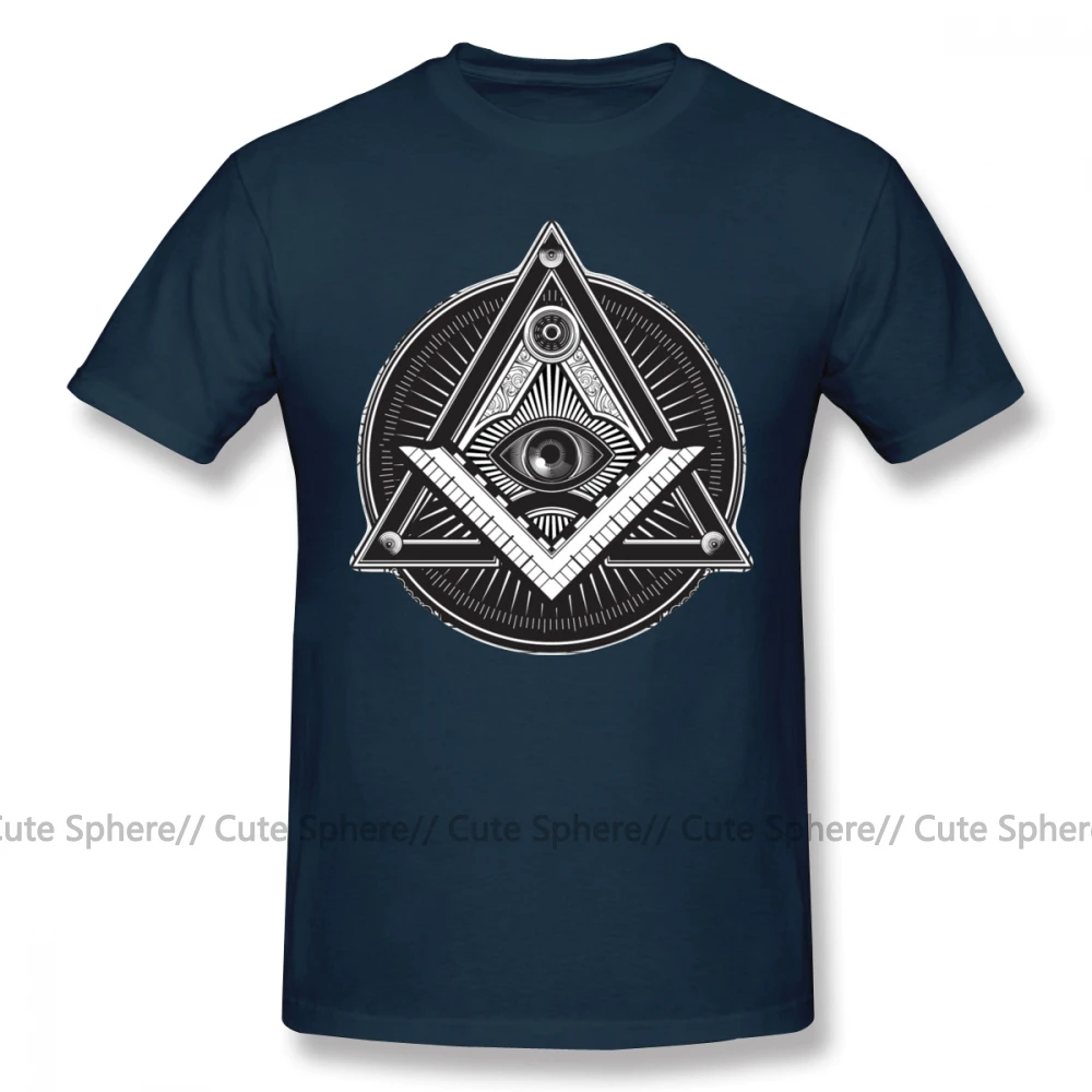Illuminati футболка Классическая футболка с короткими рукавами графическая 4xl Мужская забавная 100 хлопковая футболка - Цвет: Navy Blue