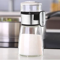 push type salt control bottle quantitative salt shaker seasoning jar household salt spreader kitchen glass limit