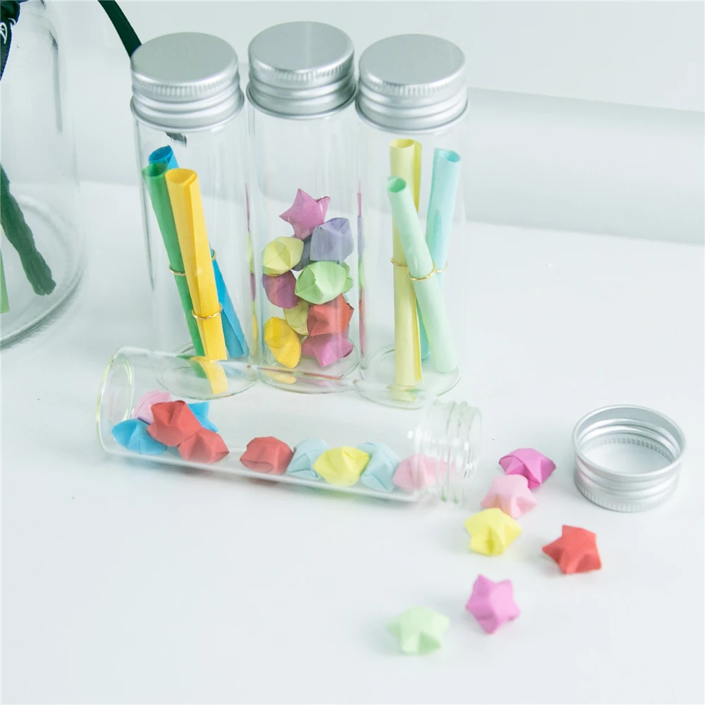 50ml Glass Container with Silver Aluminum Lid Glittering Translucent DIY Wishing Bottles Cosmetic Perfume Vials 50Pcs