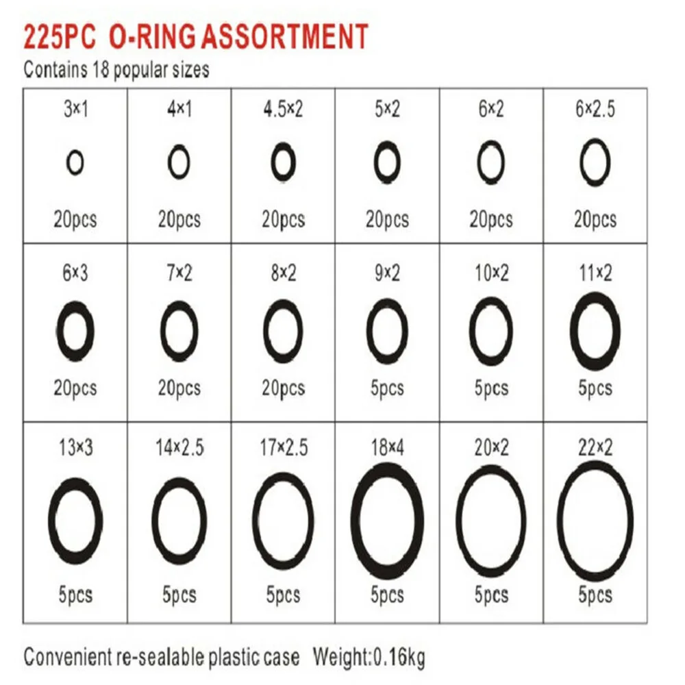 

Garage Rubber O-ring Sealing Assort Set Kit Accessory Tools Pack Gadget