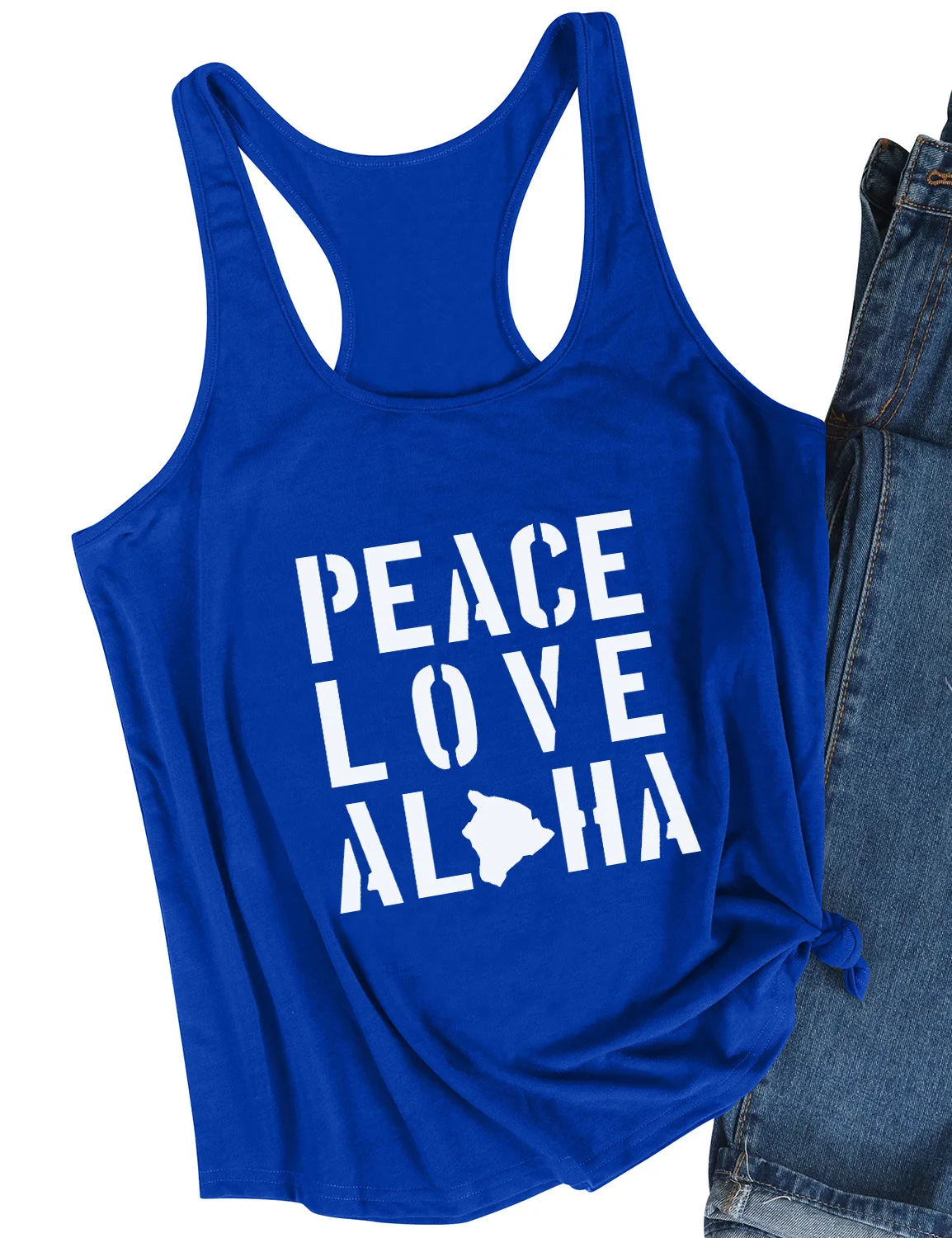 Топ женский с принтом PEACE LOVE ALOHA майка без рукавов топ на лето | Женская одежда