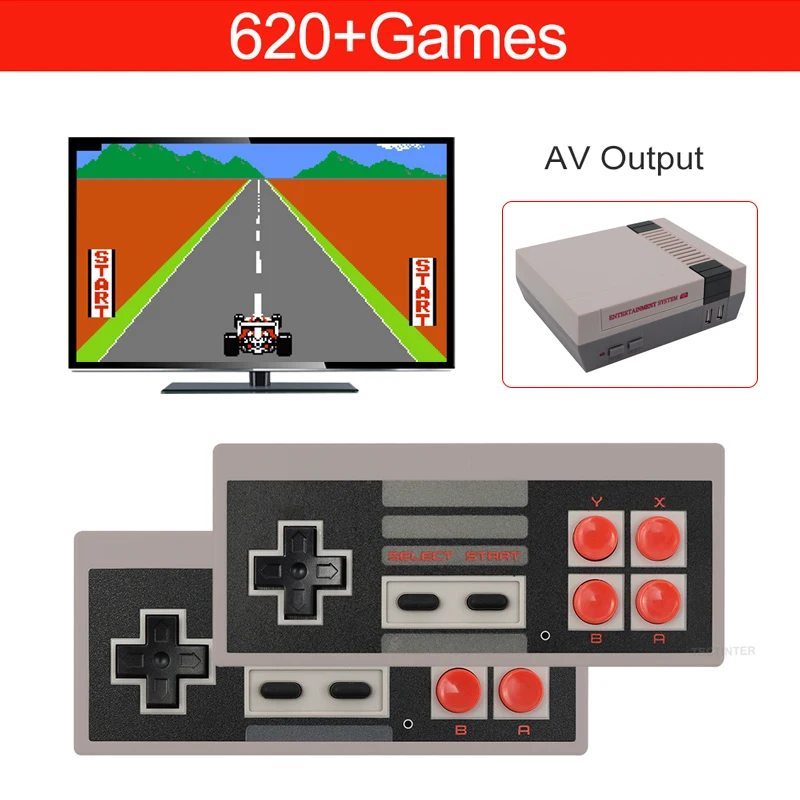 

Handheld Game Console Retro Video Game Console Dual Wireless Gamepad Built-in Classic 620 NES Games for 4K TV Player AV Output