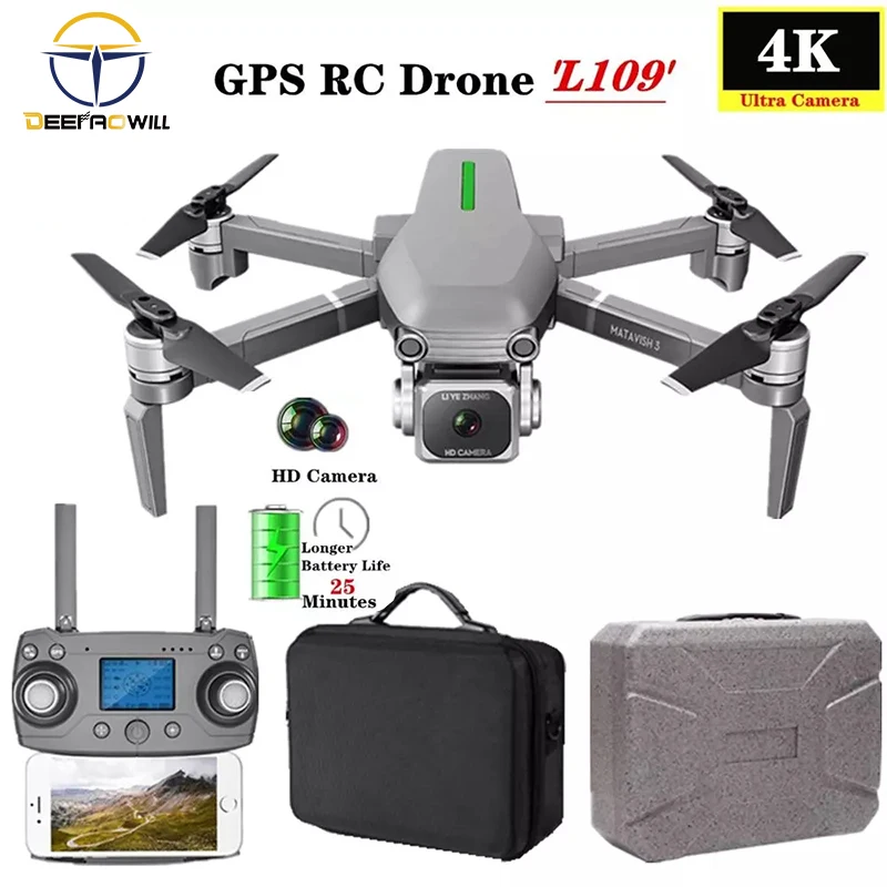 L109 S RC Дрон Квадрокоптер 4K HD камера 5G WiFi GPS Дроны с одной кнопкой возврата высота