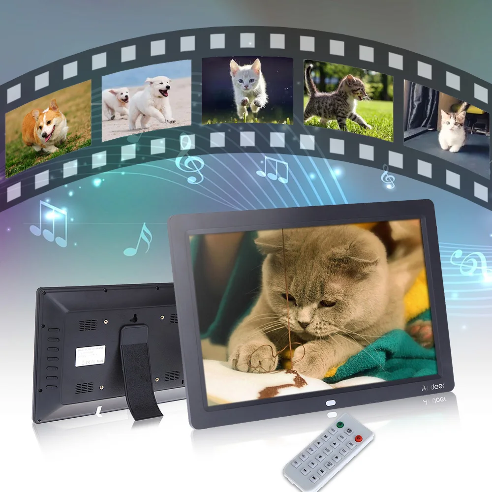 12 ''HD TFT-LCD 1280*800 полноэкранная Цифровая фоторамка Будильник MP3 MP4 видеоплеер с дистанционным управлением