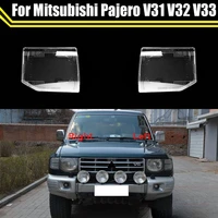 for mitsubishi pajero v31 v32 v33 car front protection case shell transparent headlight housing lens glass cover lampshade caps