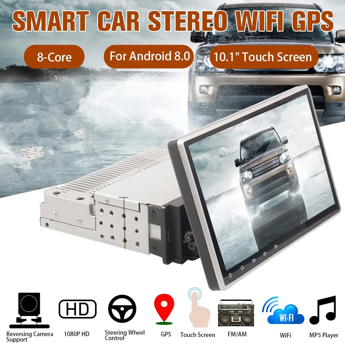 

10,1 дюймов Android 8,0 Автомобильный GPS Радио 1 Din 8 ядерный стерео приемник стерео Wifi bluetooth RDS Аудио Универсальный Автомобильный мультимедийный пле...