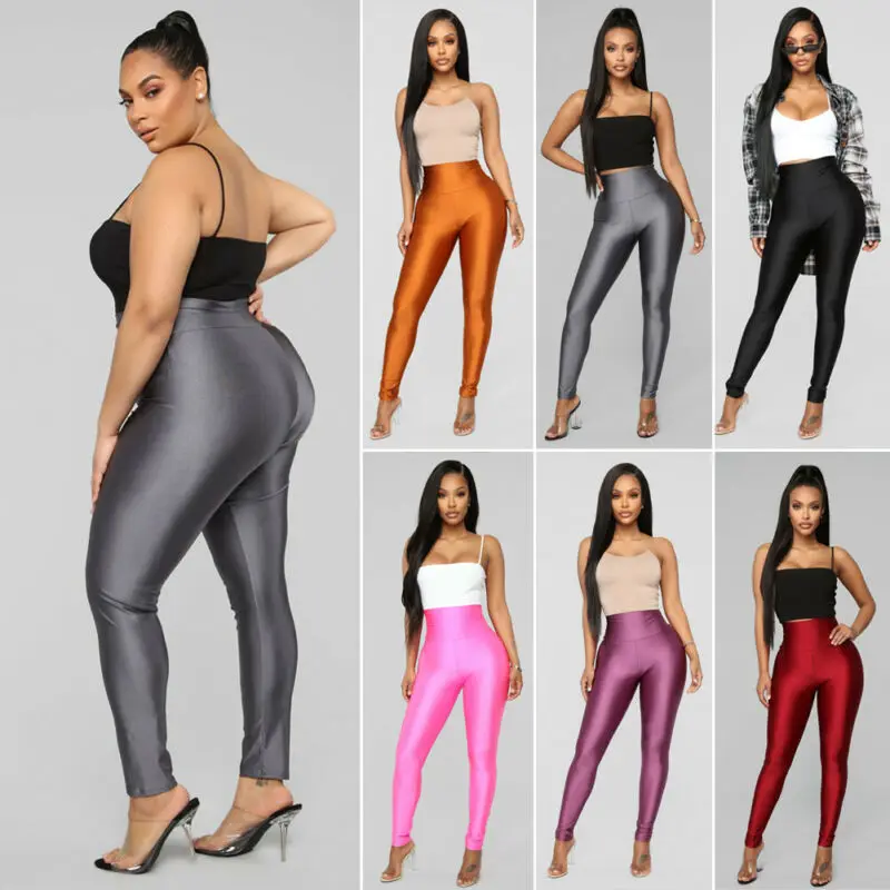 Women's High Waist Fitness Leggings Gym Workout Push Up Skinny Empire Trousers Ladies Solid Bodycon Stretch Pants | Женская одежда