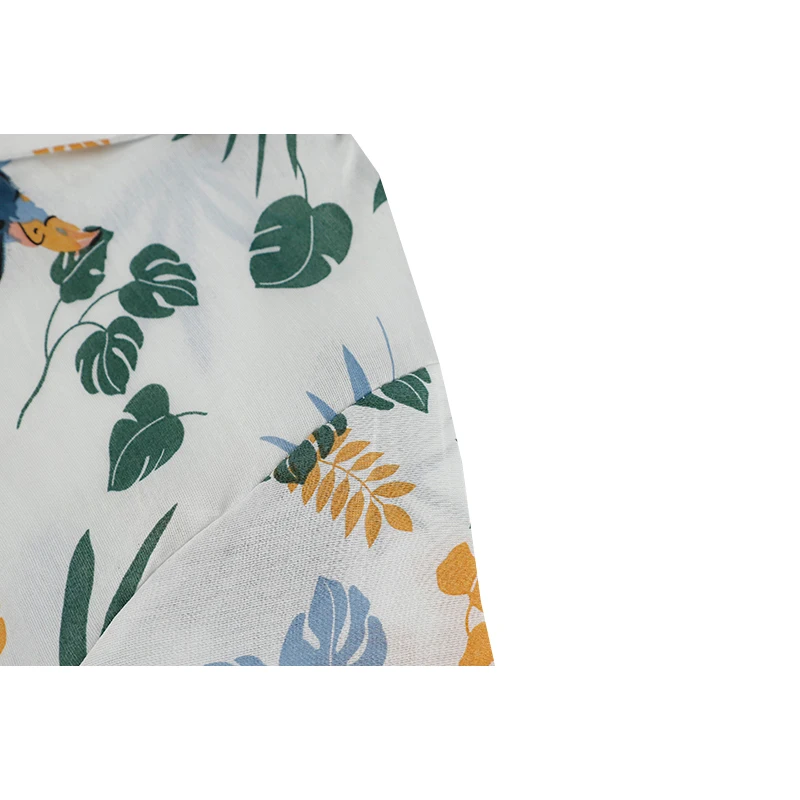 

2021 New Chiffon Womens Casual Blouses Women Hawaiian Summer Fashion Floral Print Short Sleeve Button Ladies Loose Shirts Tops