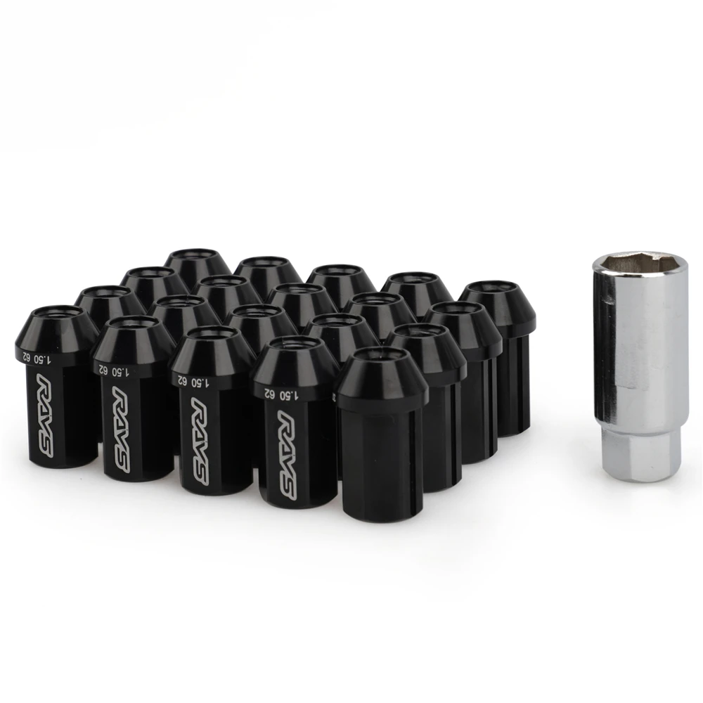 

20 шт. Новый сплав алюминия 7075-t6 19HEX Rays Колесные гайки Гайка с наконечником M12x1,5 Длина 42 мм с 7 боковыми стопорными гайками Противоугонный ключ безопасности