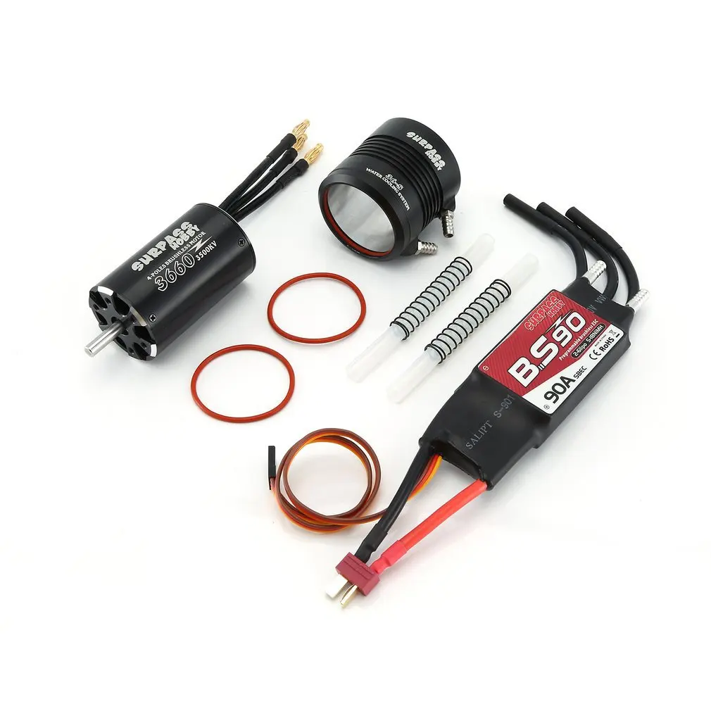 

Непромокаемый двигатель SURPASS HOBBY 3660 3500KV с водоохлаждающей оболочкой 90A, бесщеточная программирующая карта ESC для RC