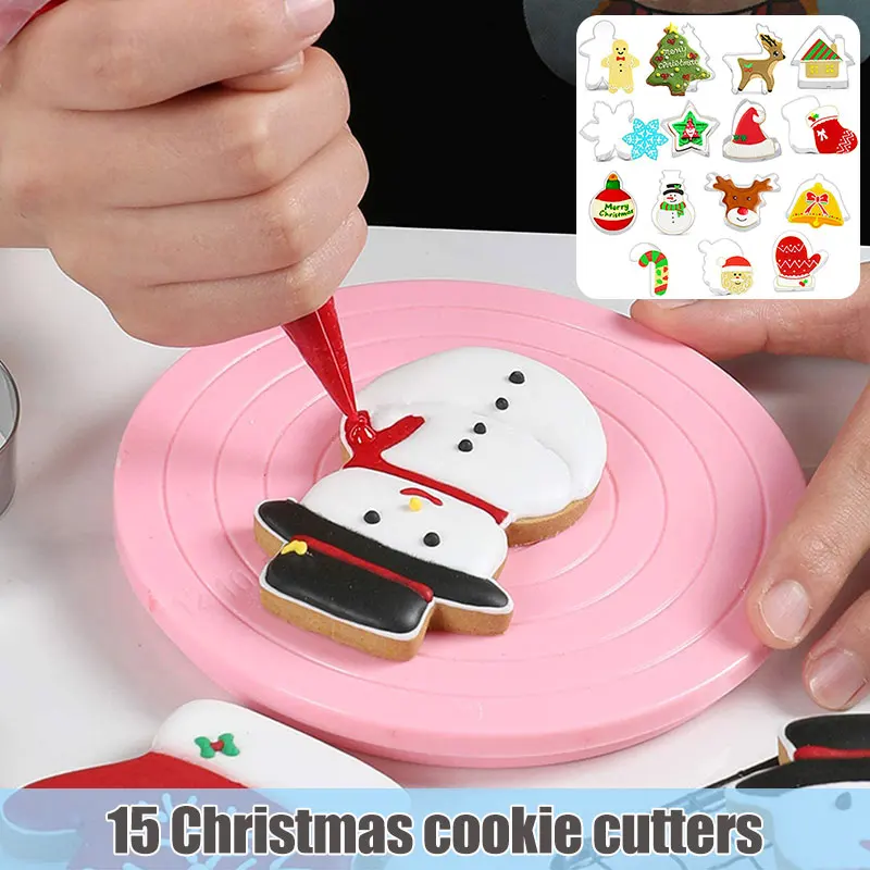 

15 шт. рождественские формочки для печенья, трафареты из нержавеющей стали, DIY шаблон для изготовления печенья, хлеба, кухонный гаджет GQ