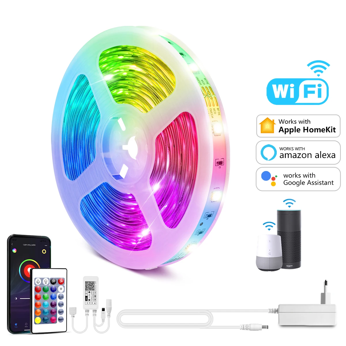 

Умная Светодиодная лента Homekit, лампа RGBW с Wi-Fi для умного дома, работает с Apple Home Siri Alexa Google Home