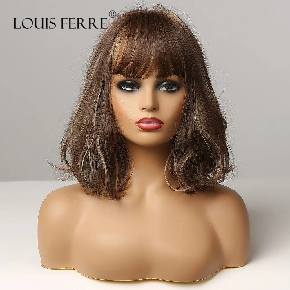 Короткие натуральные волнистые парики LOUIS FERRE для женщин косплей ежедневные