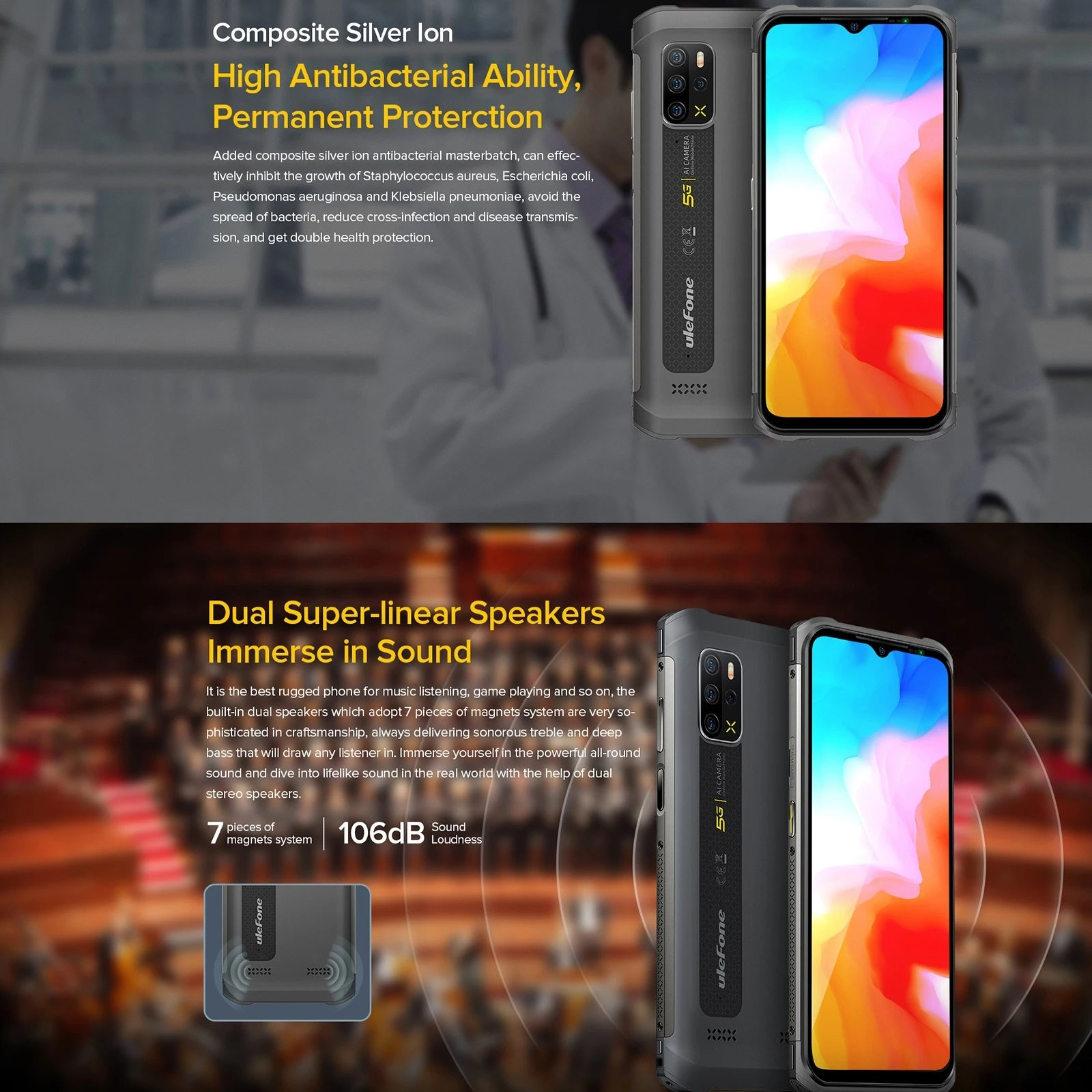 Ulefone Armor 12 смартфон с 5 дюймовым дисплеем ОЗУ 8 Гб ПЗУ 128 ГБ 6 52 мАч| |