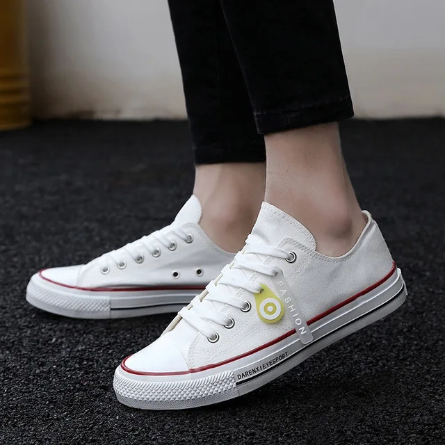 Мужские парусиновые кроссовки черные повседневные с низким берцем Классические