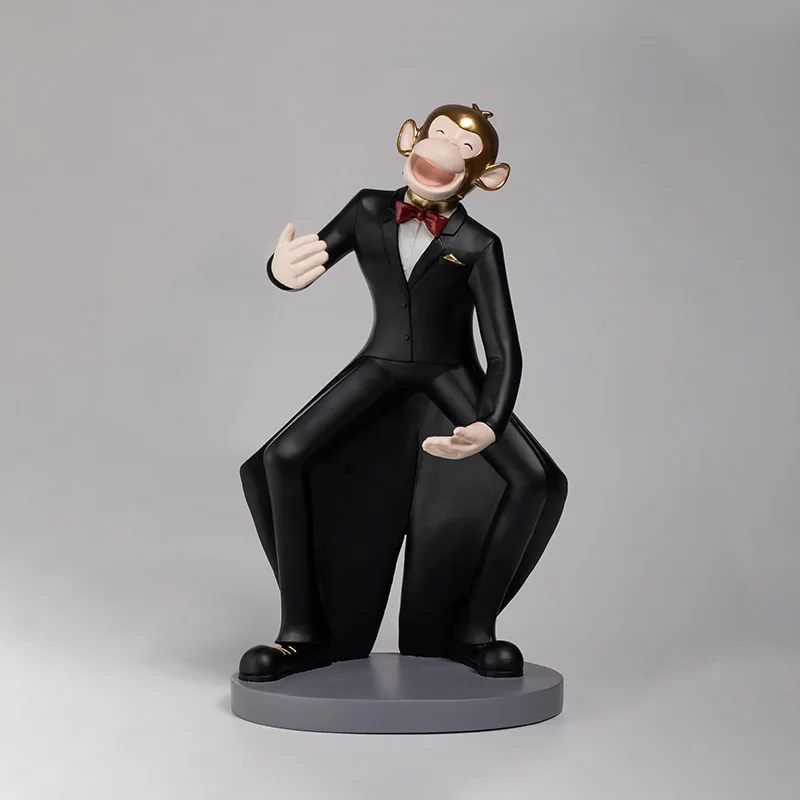 

Nordic Luxury Monkey Ornaments Creative Waiter Storage Tray Living Room Porch Desktop Tea Table Home Decoration Accessories