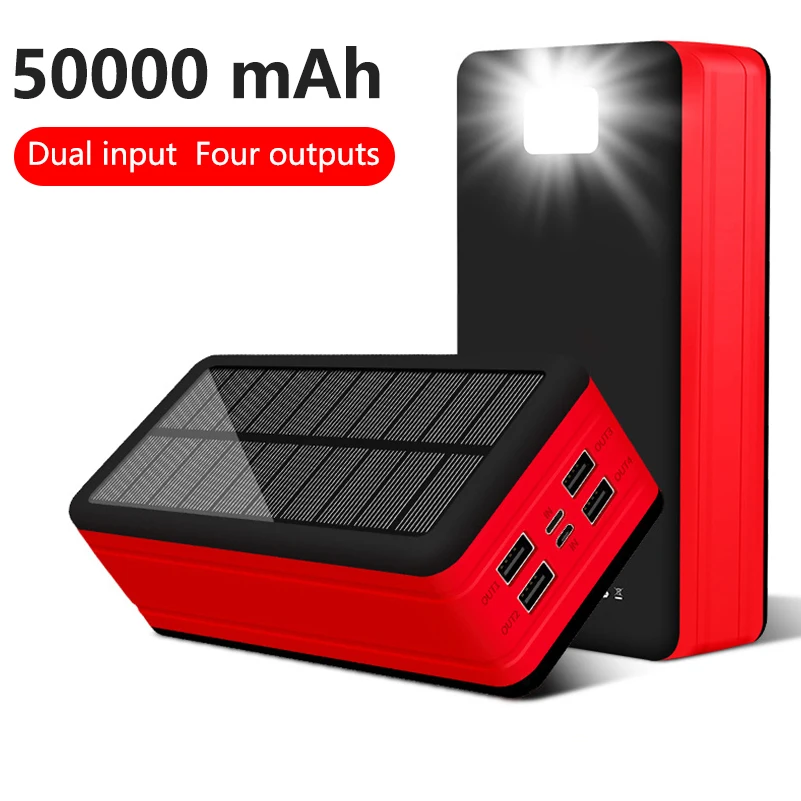 50000 мАч Солнечное зарядное устройство портативное солнечное Power Bank Внешняя