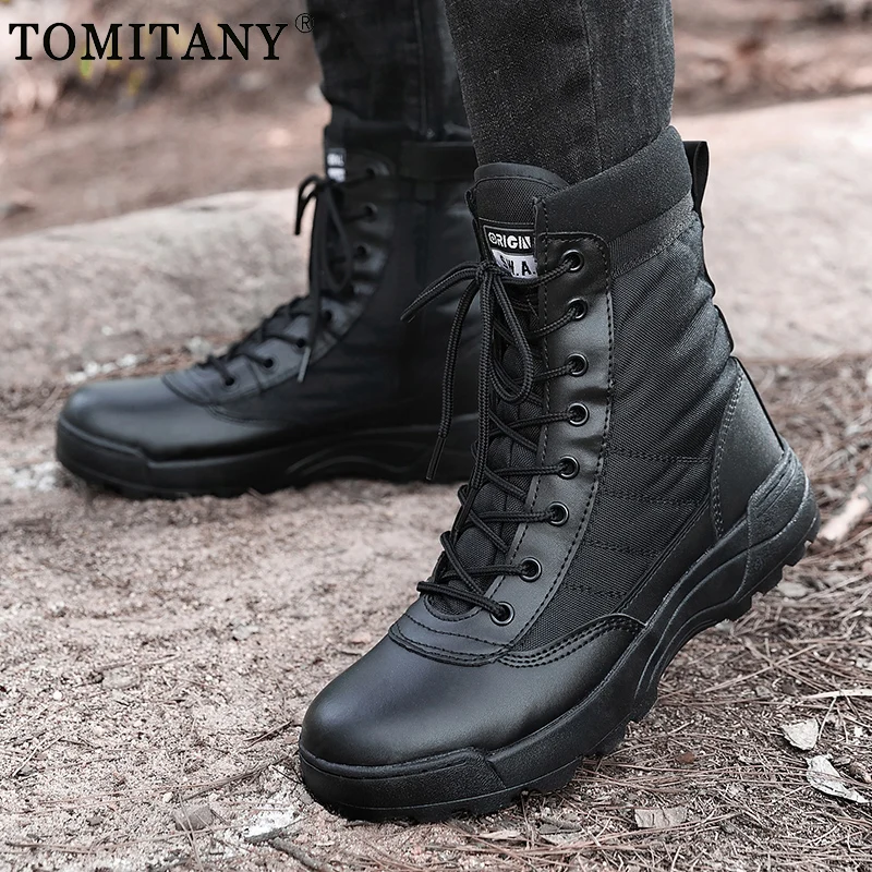 Men's Military Boot Combat Mens Camo Ankle Boots Tactical Big Size 36-47 Army Boot Male Shoes Work Safety Shoes Motocycle Boots