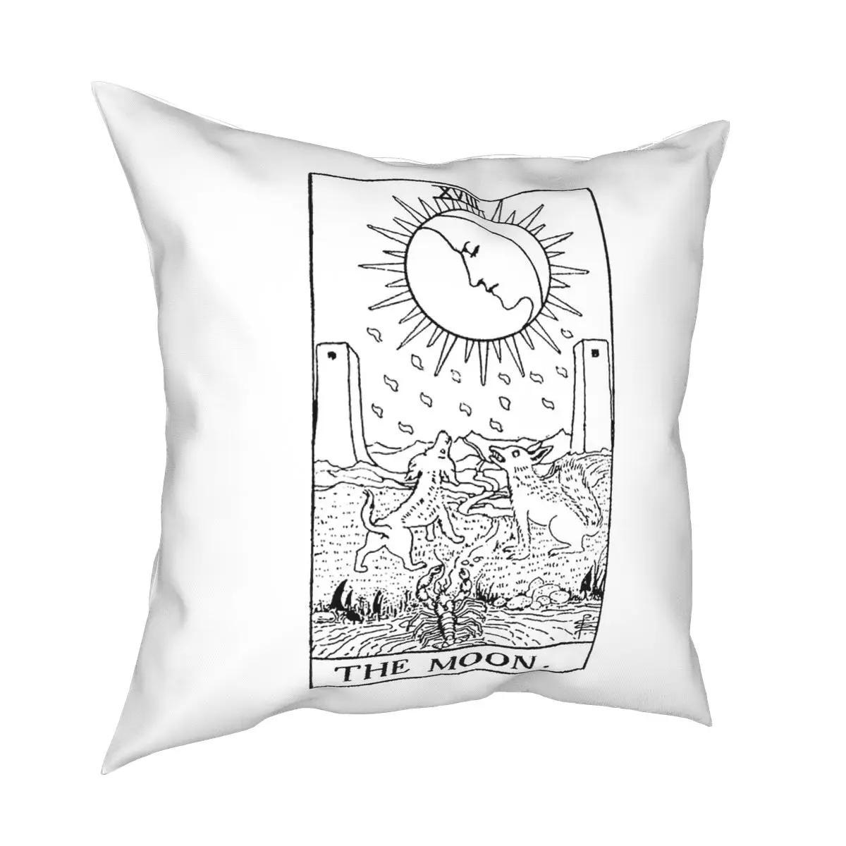 

Moon Tarot Card Square Pillow Case Polyester Throw Pillow Fortune Witch Occult Pagan Vintage Vintage Pillowcase