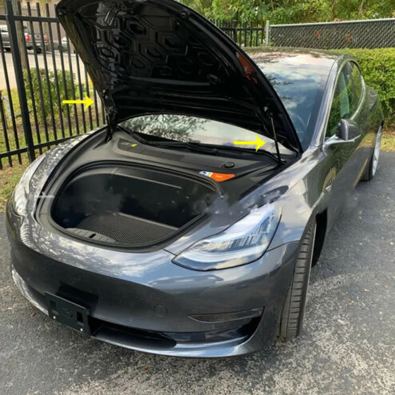 2 шт. черные Автомобильные стойки багажника высокого качества автоматические багажные подъемные стойки пневматические передние стойки багажника для Tesla модель 3